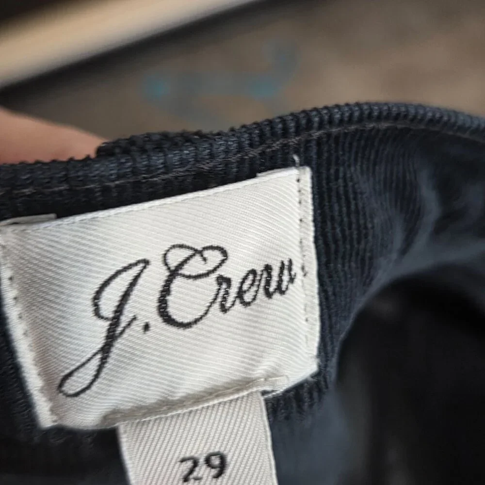 J. Crew Corduroy Pants Straight Leg Flat Front Classic Black Women's Size 29